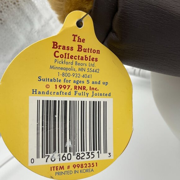 Pickford Bears Brass Button Collectibles Vintage Radar The Flying Bear NWT - Picture 6 of 9